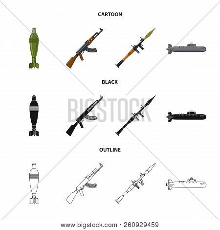 Vector Illustration Of Weapon And Gun Icon. Set Of Weapon And Army Stock Symbol For Web.