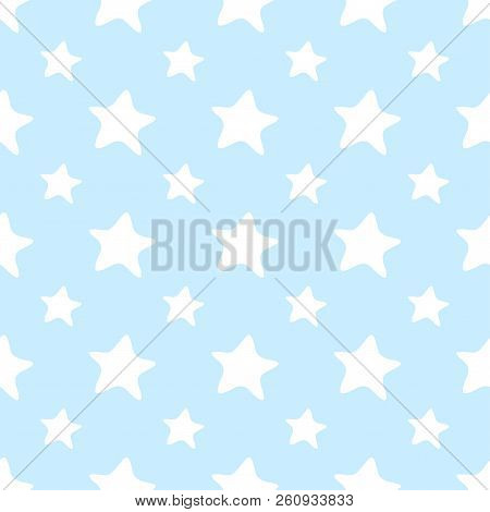 Vector Seamless Pattern With Stars On A Blue Background.