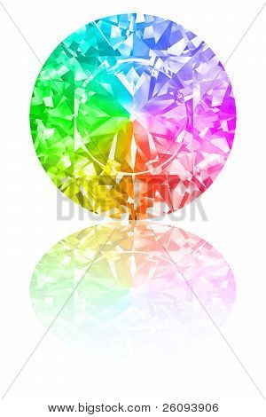Diamants de couleurs de l'arc-en-ciel sur blanc