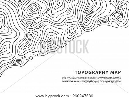 Vector Abstract Topography Map Banner. Topographic Contour Background. Topo Grid.