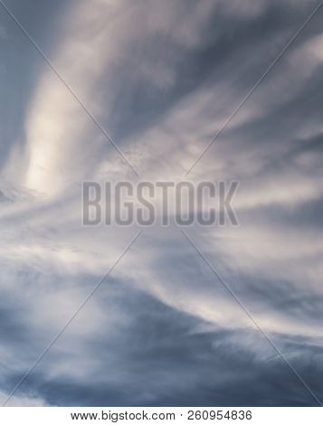 White Clouds With Blue Sky In The Evening For Background , Windy Day