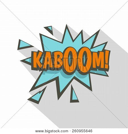 Kaboom, Comic Text Sound Effect Icon. Flat Illustration Of Kaboom, Comic Text Sound Effect Icon For 