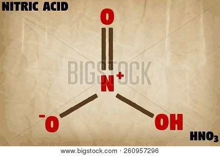Detailed Infographic Illustration Of The Molecule Of Nitric Acid
