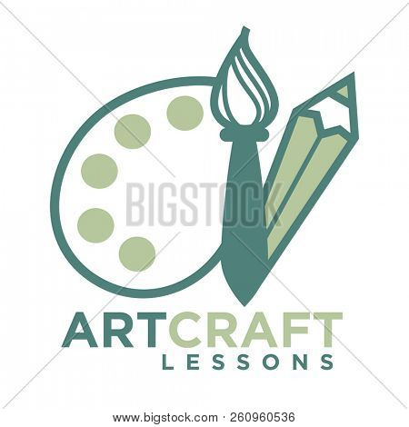 Artcraft logo emblem with pencil and brush with palette