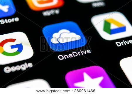 Sankt-petersburg, Russia, September 30, 2018: Microsoft Onedrive Application Icon On Apple Iphone X 