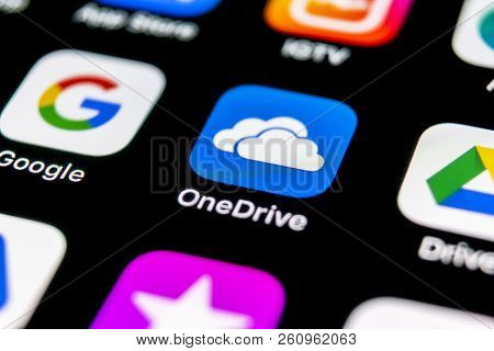 Sankt-petersburg, Russia, September 30, 2018: Microsoft Onedrive Application Icon On Apple Iphone X 