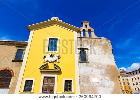 The Pious Place Church In Summer In Downtown Leghorn In Tuscany, Italy