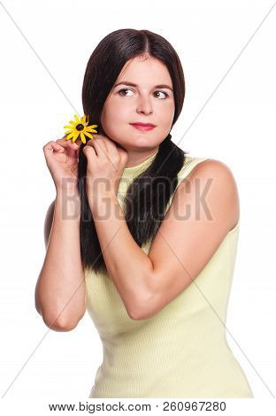 Pretty Young Woman Coquets Isolated On White Background