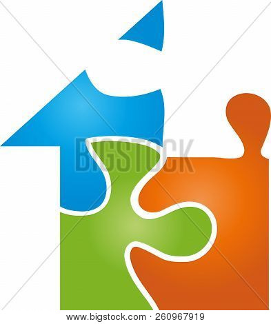 House As A Puzzle, Painter And Real Estate Logo
