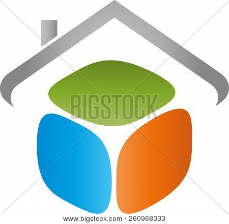 House In Four Colors, Painter And Real Estate Logo