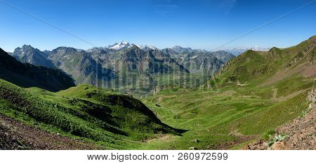 A View Of Pyrenees Mountains With Pic Of Neouvielle At Background, France