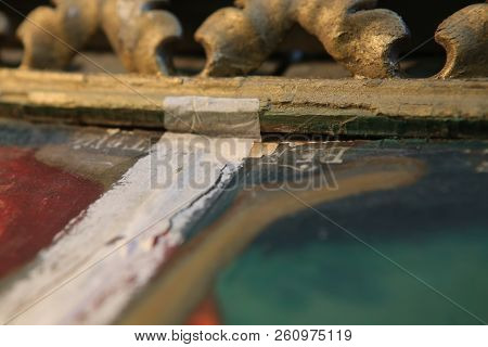 Restoration: Close Up Of A Painting Final Retouch