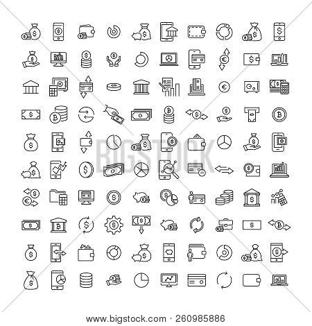 Simple Set Of Money Related Outline Icons. Elements For Mobile Concept And Web Apps. Thin Line Vecto