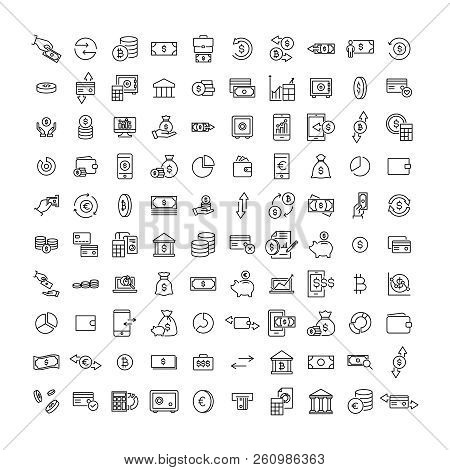 Simple Set Of Finance Related Outline Icons. Elements For Mobile Concept And Web Apps. Thin Line Vec