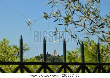 Monument To Philopapos, On The Top Of The Hill Philopapos Seen From The Acropolis Of Athens. Archite