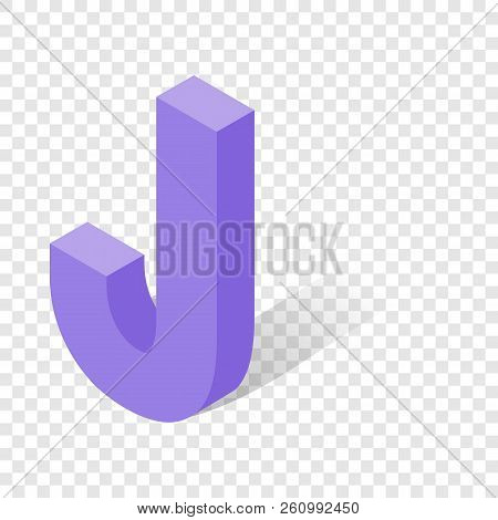 J Letter In Isometric 3d Style With Shadow. Violet J Letter Illustration