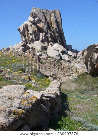 Granite Rocks With Mediterranean Vegetation, Capo Testa, Santa Teresa Gallura, Italy
