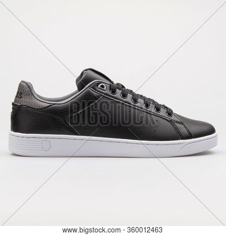 Vienna, Austria - August 14, 2017: K-swiss Clean Court Cmf Black Sneaker On White Background.