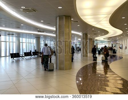 Italy,bari, August, 2016 - Modern Interior Of The Karol Wojtyla Airport In Bari, Located Eight Kilom