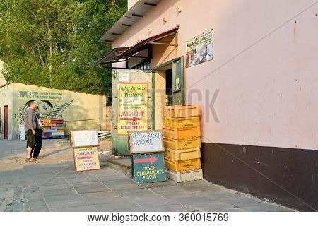 Rewal, Poland - September 01, 2019: Sale Of Fish At A Fish Smokehouse On The Beach Of Rewal On The P