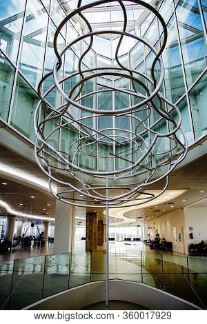 Italy, Bari, August, 2016 - Modern Interior Of The Karol Wojtyla Airport In Bari, Located Eight Kilo