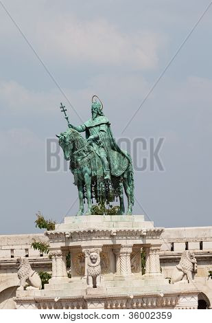 Statue of Saint Stephen in front of Fishermans bastion
