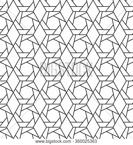 Seamless Vector Pattern, Parallel And Connecting Lines. Isolated Outline On A White Background.stock