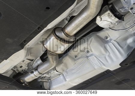 Catalytic Converter Of A Modern Car Bottom View.