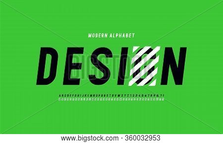 Vector Of Stripy Bold Font And Alphabet