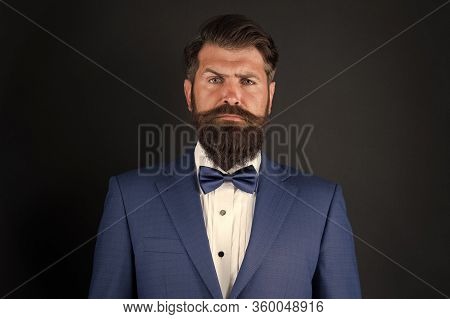 Make Male Grooming Simpler And More Enjoyable. Well Groomed Man Beard In Suit. Male Fashion And Aest