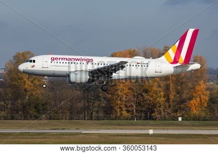 Budapest / Hungary - November 11, 2019: Germanwings Airbus A319 D-aknk Passenger Plane Arrival And L