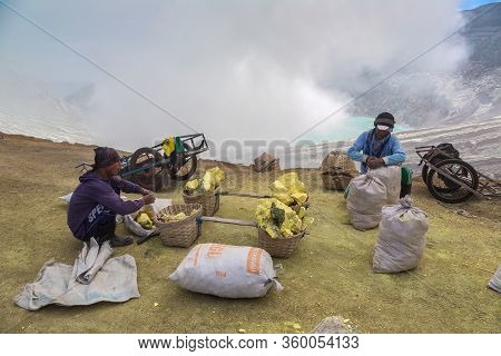 Miner Inside Volcano Ijen