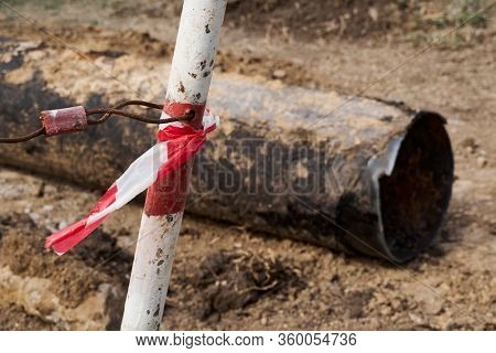 repair and replacement main pipeline of heating systems, district heating pipes network, water supply or Sewerage in city, removing old pipes and replacing them with new ones in a hole in the ground