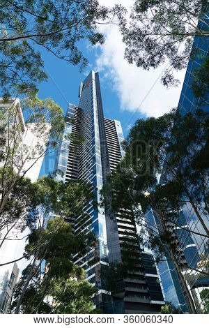 Melbourne Australia - March 14 2020; Eureka Tower With Skydeck Viewing Platform In Vertical Composit