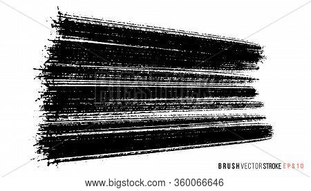 Vector Hand Drawn Big Textured Hand Painted Stain. Monochrome Ink Painted Backdrop. One Color Grungy