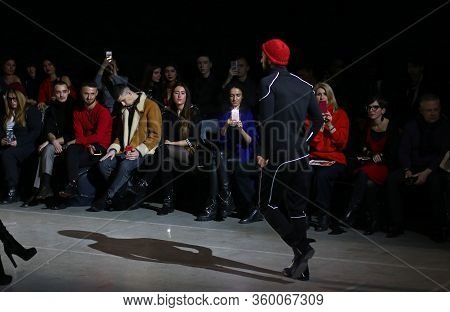Kyiv, Ukraine - February 4, 2019: People Watch The Fall/winter 2019/20 Fashion Presentation By Sonya