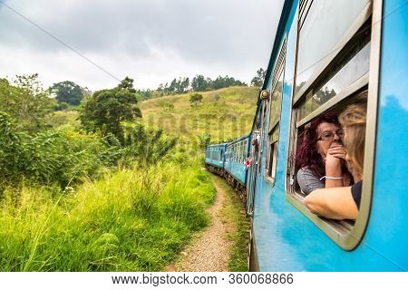 Nuwara Eliya, Sri Lanka - February 15, 2020: Train From Nuwara Eliya To Kandy At The Highlands Nuwar