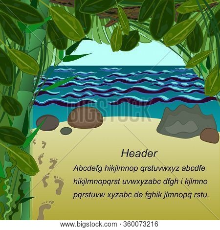 Shore Of The Sea Palm Leaves Look With Place Of Text