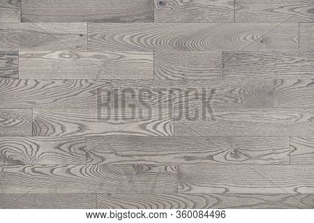 Grey White Wood Floor Texture Background Viewed From Above. Neutral Whitewashed Hardwood Stain Gives