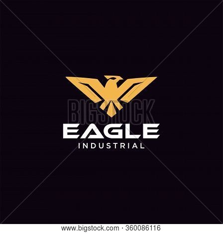 Gold Heraldic Eagle Logo Luxury Design Vector Stock Illustration