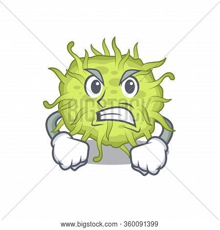 Mascot Design Concept Of Bacteria Coccus With Angry Face