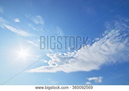Deep blue sky and summer sun. Nature airscape.