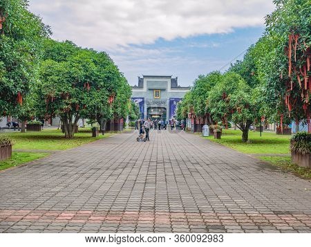 Changsha/china-18 October 2018:unacquainted People Walking On Orange Island Park Changsha City Hunan