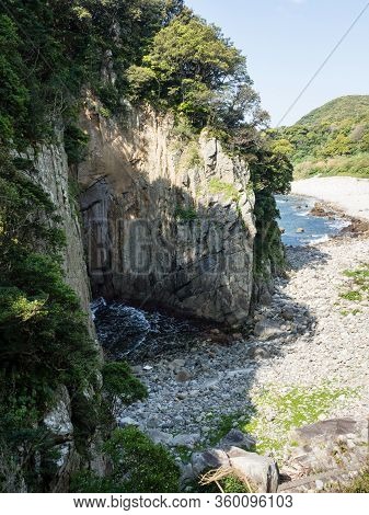Side View Of Hakusan Domon Natural Arch On Cape Ashizuri - Kochi Prefecture, Japan