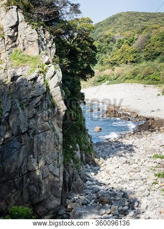 Side View Of Hakusan Domon Natural Arch On Cape Ashizuri - Kochi Prefecture, Japan
