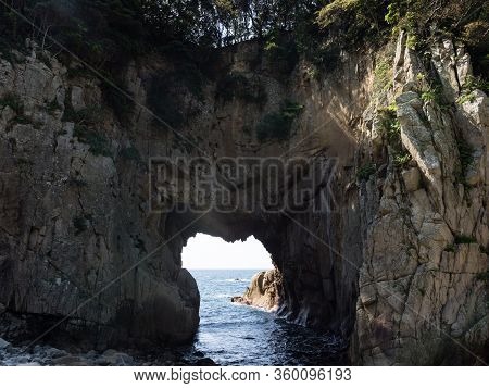 Hakusan Domon Natural Arch On Cape Ashizuri - Kochi Prefecture, Japan