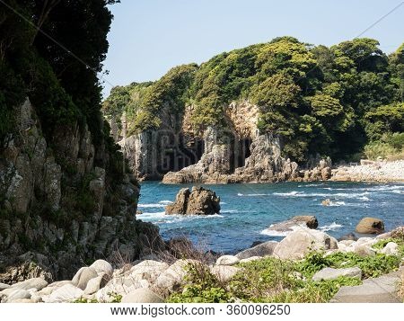 Rocky Beach Near Hakusan Domon Natural Arch On Cape Ashizuri - Kochi Prefecture, Japan