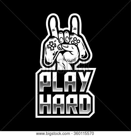 Apparel Print Design For Gamer And Geeks With Hand Which Keep Modern Gamepad Joystick Game Controlle