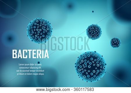 Abstract Vector With Bacteria And Bifidobacterium Cell. Biology Medical Science Ad Concept Banner De