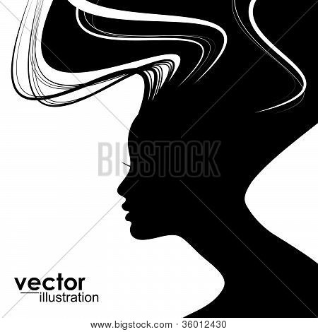 Woman Hair style Silhouette